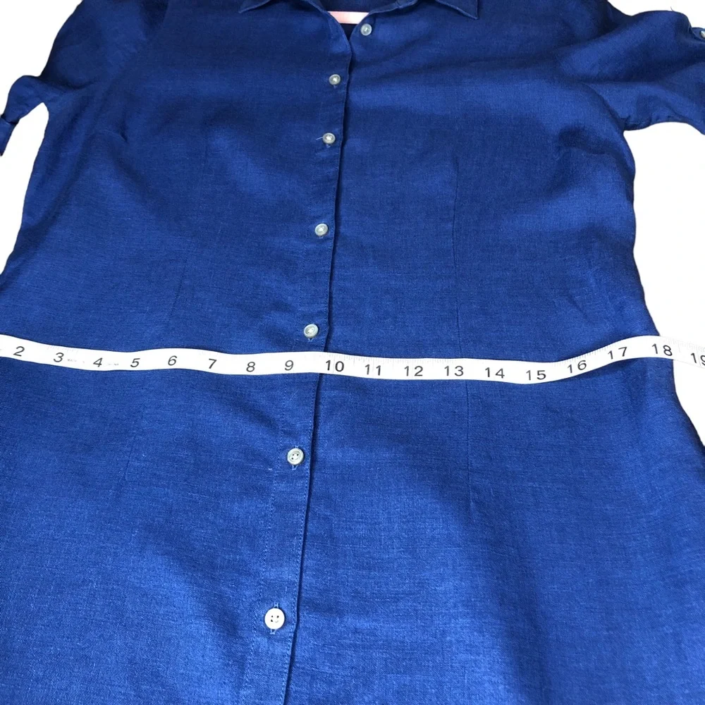 UNTUCKit Nancy Linen Dress Size 4 Navy Blue Minimalist Neutral Natural Fibers - Picture 7 of 8